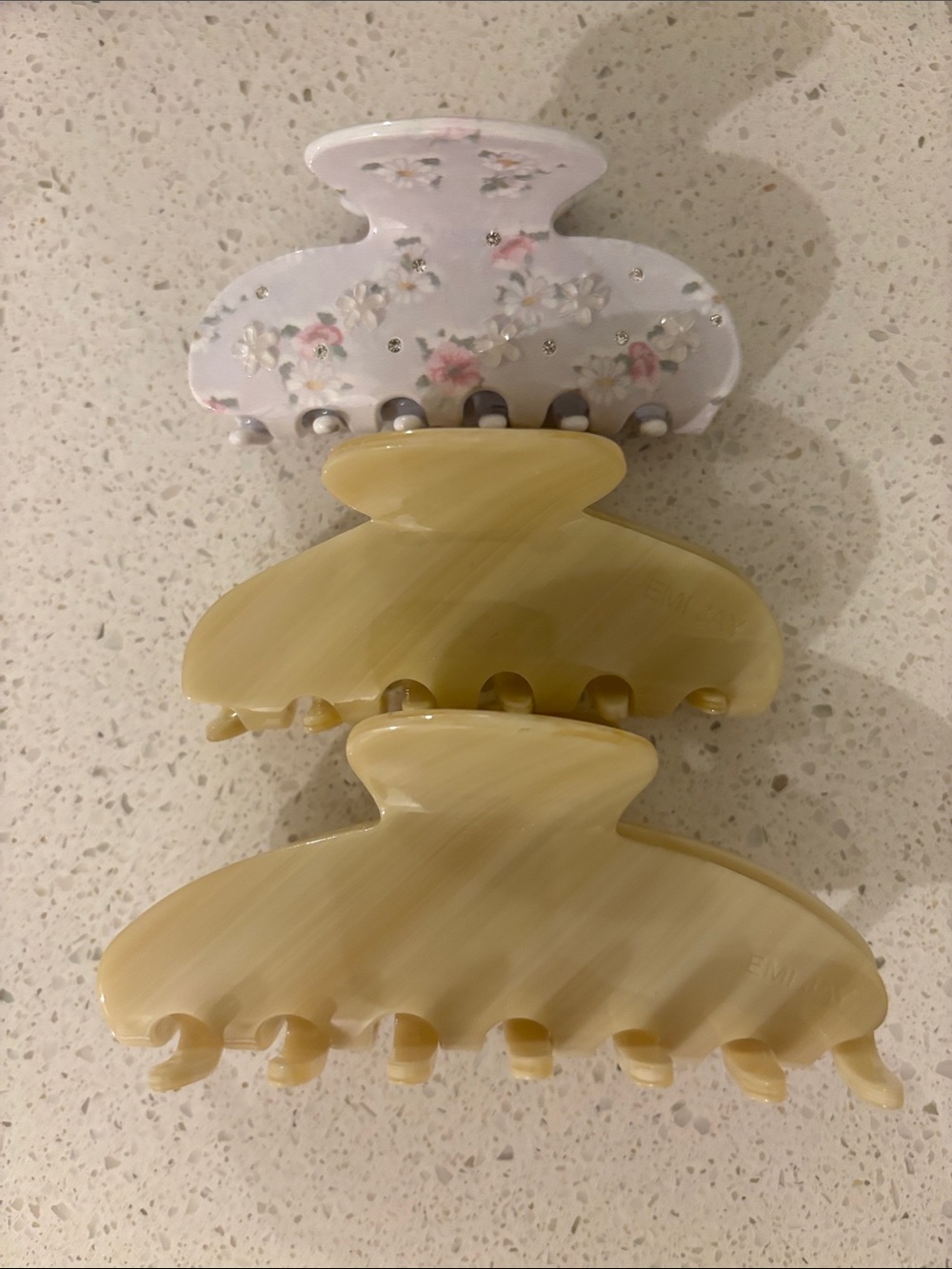 Emi Jay Pastel Floral and Cream Hair Claw Clip Trio